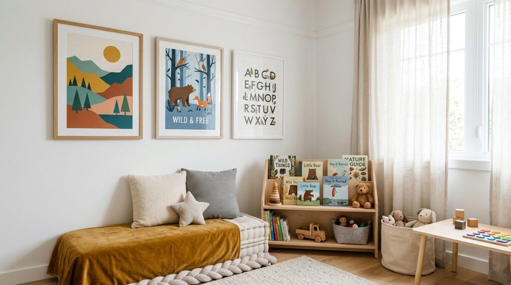 Modern minimalist playroom featuring three different high-qu